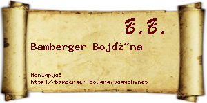 Bamberger Bojána névjegykártya
